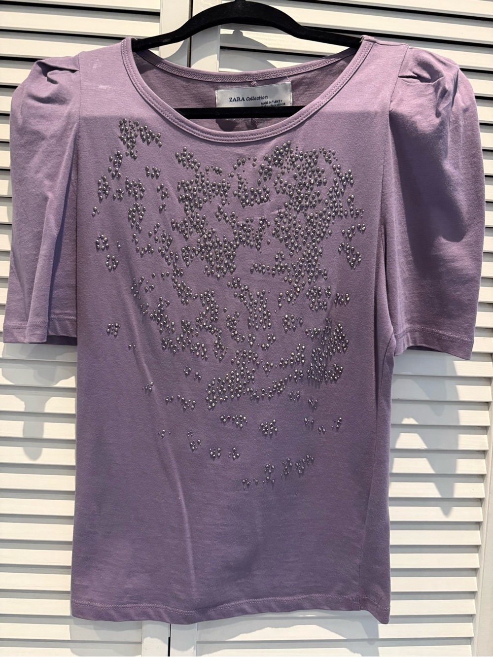 Zara Lilac Crewneck Tee with Center Back Seam